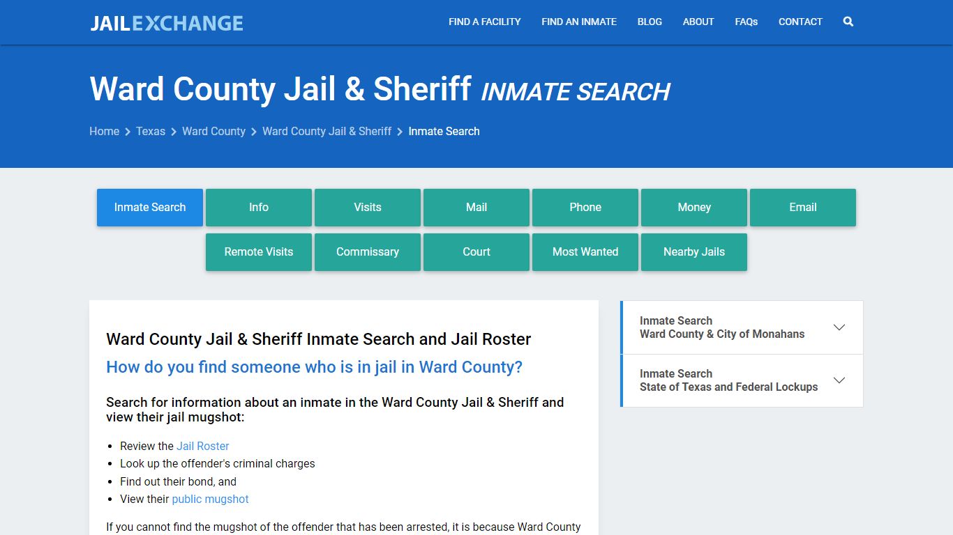Inmate Search: Roster & Mugshots - Ward County Jail & Sheriff, TX